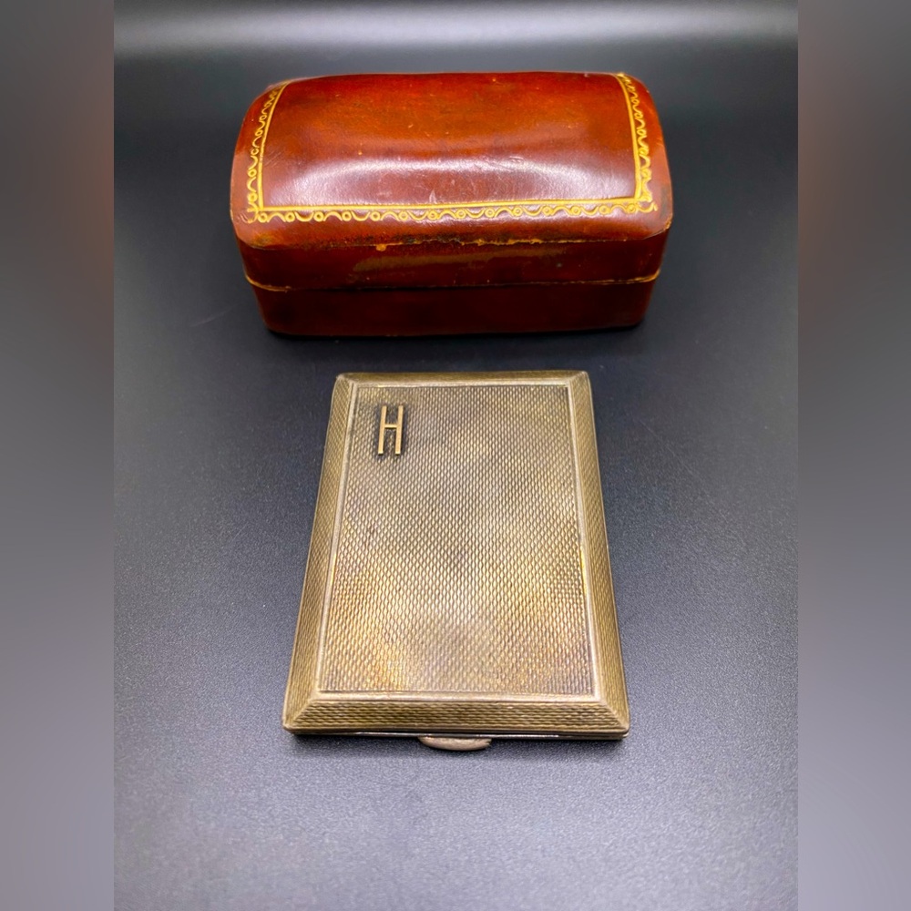 Monogram H Vintage Metal Card Holder in Antique Gold